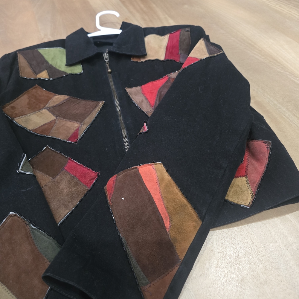 Colorful Patchwork Bomber Jacket - image 4
